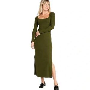 NWT Old Navy Fitted Rib-Knit Maxi Dress - Olive Green - XXL